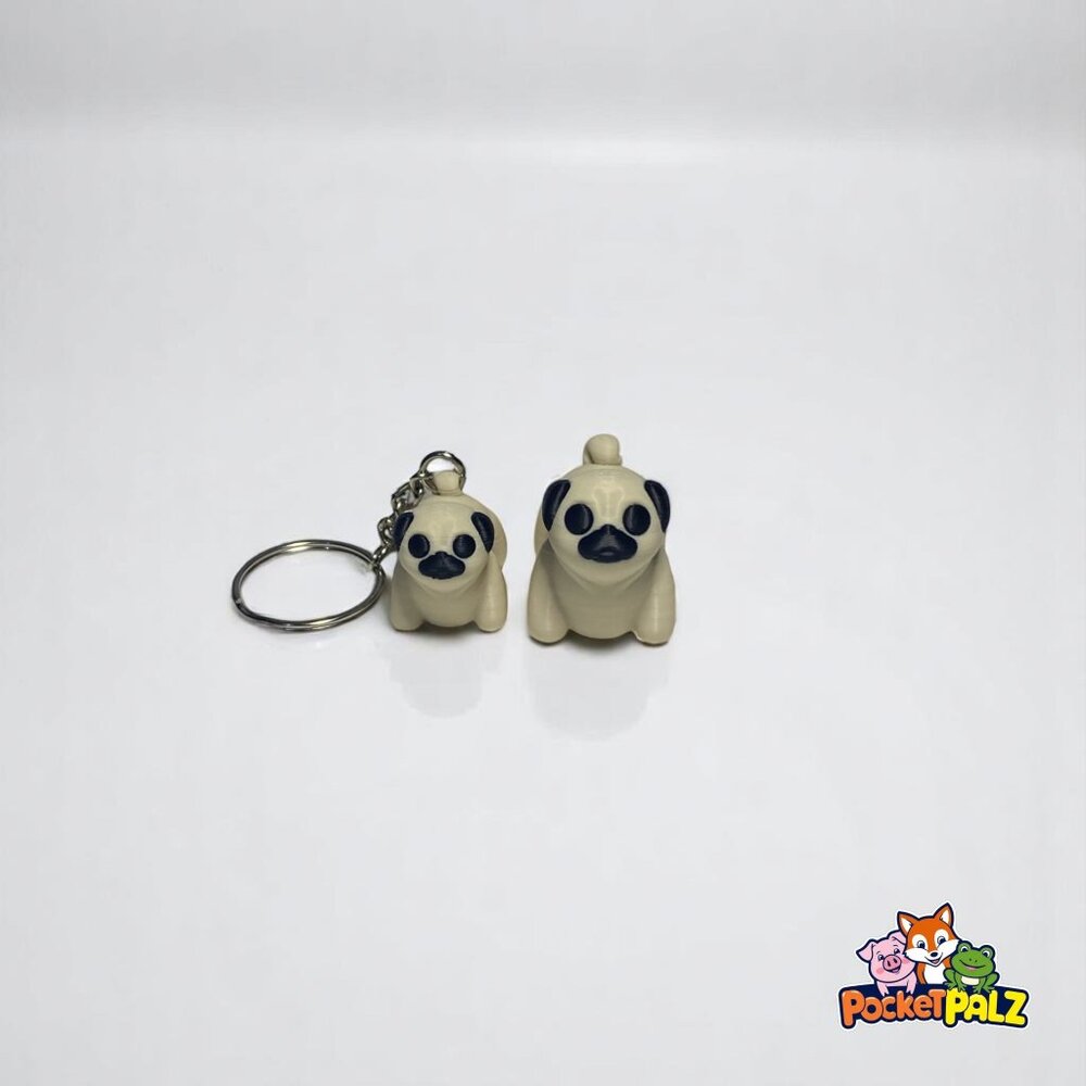 3D Printed Articulated Pug Dog Fidget Toy and Keychain